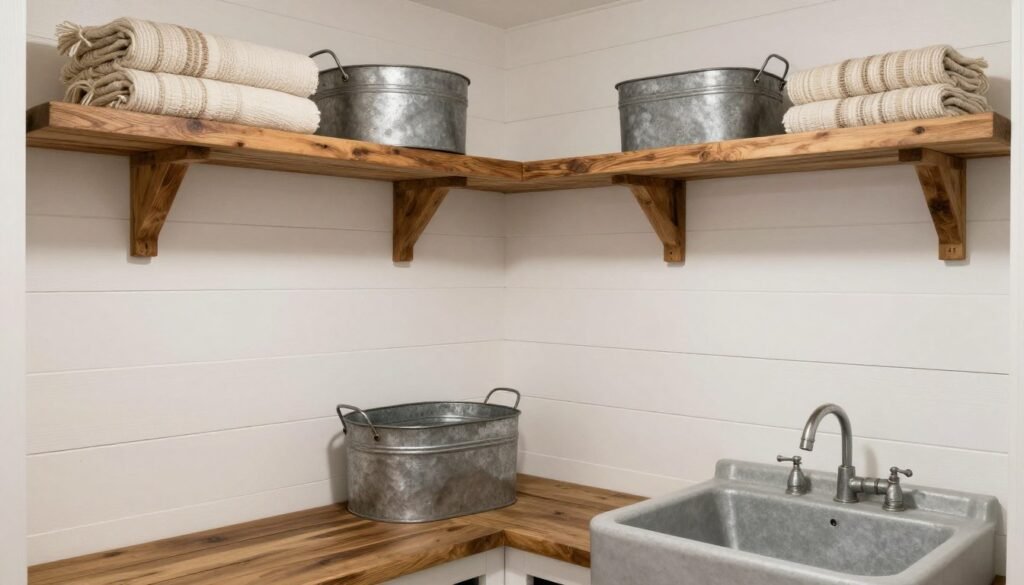 farmhouse style basement laundry room design