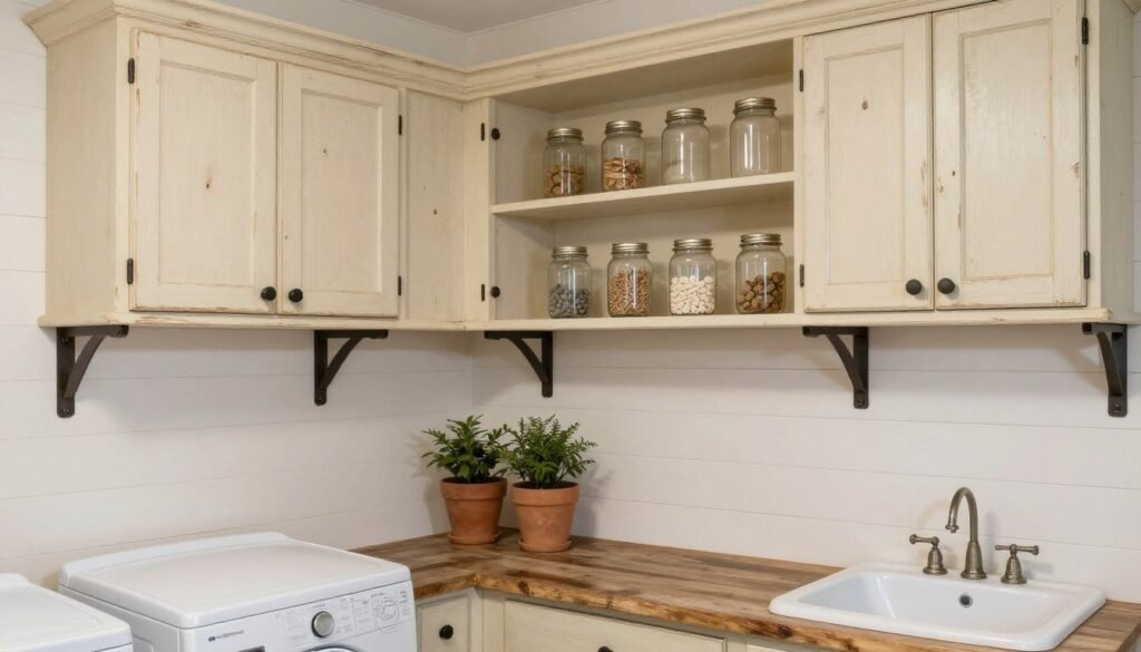 farmhouse style laundry room cabinets