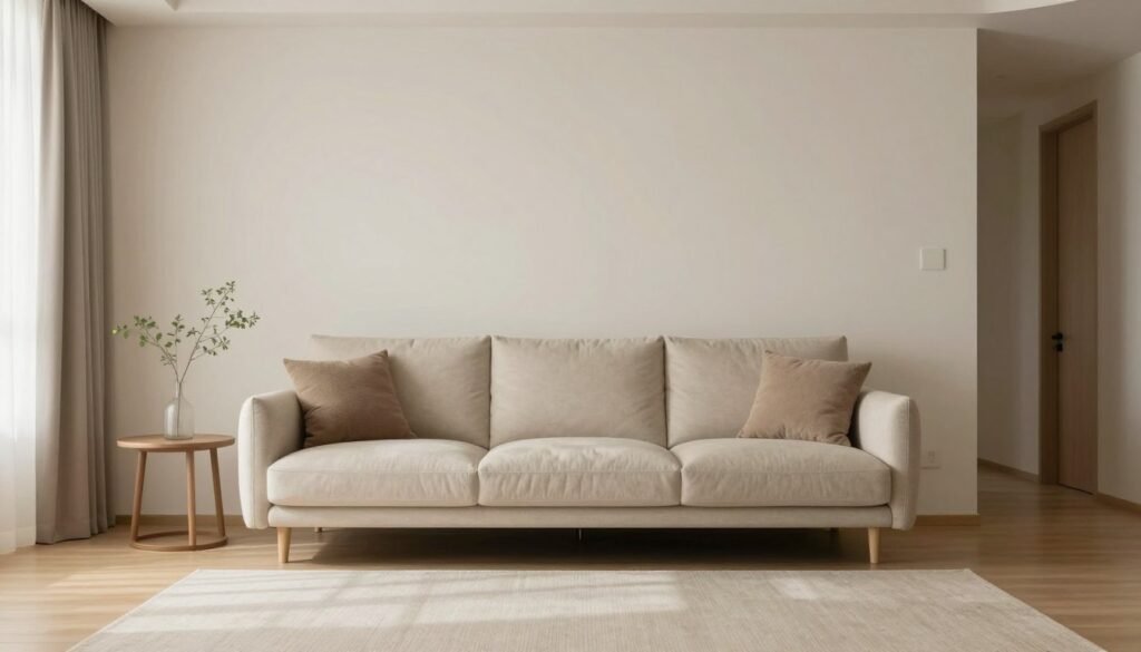 floating furniture arrangement in compact living room