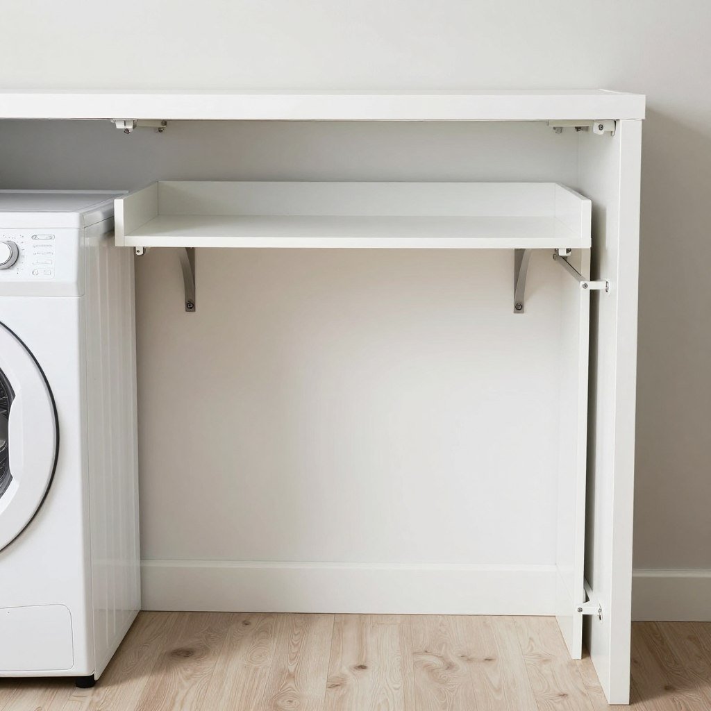 fold-down laundry counter in basement