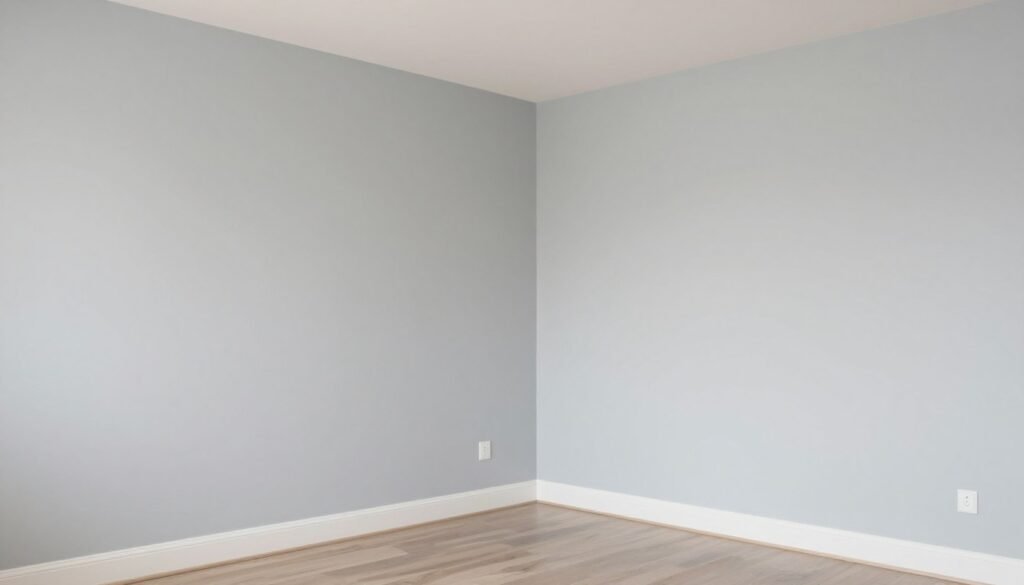 freshly painted small living room in light neutral color