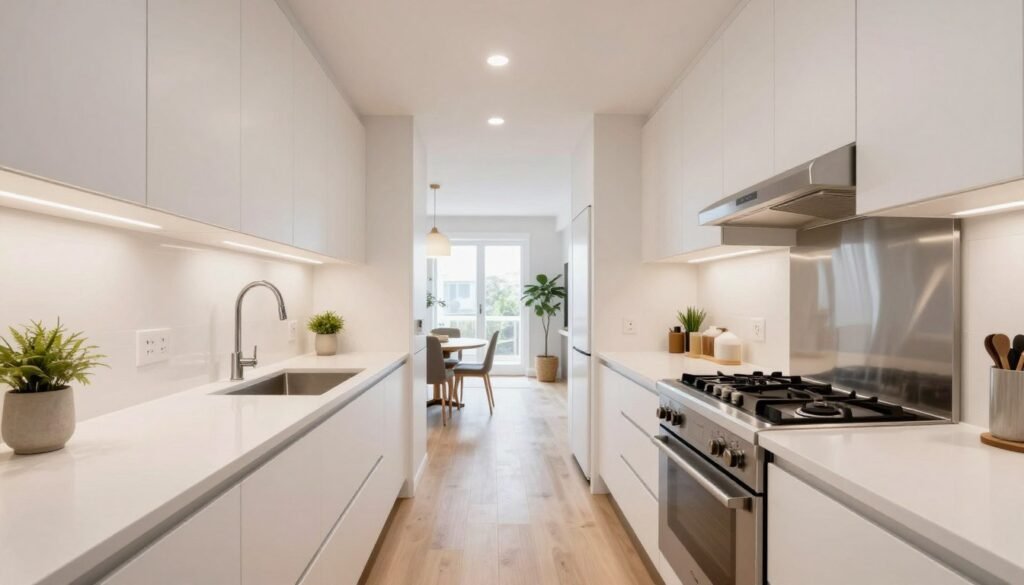 galley kitchen with parallel counters and efficient workflow galley kitchen with parallel counters and efficient workflow