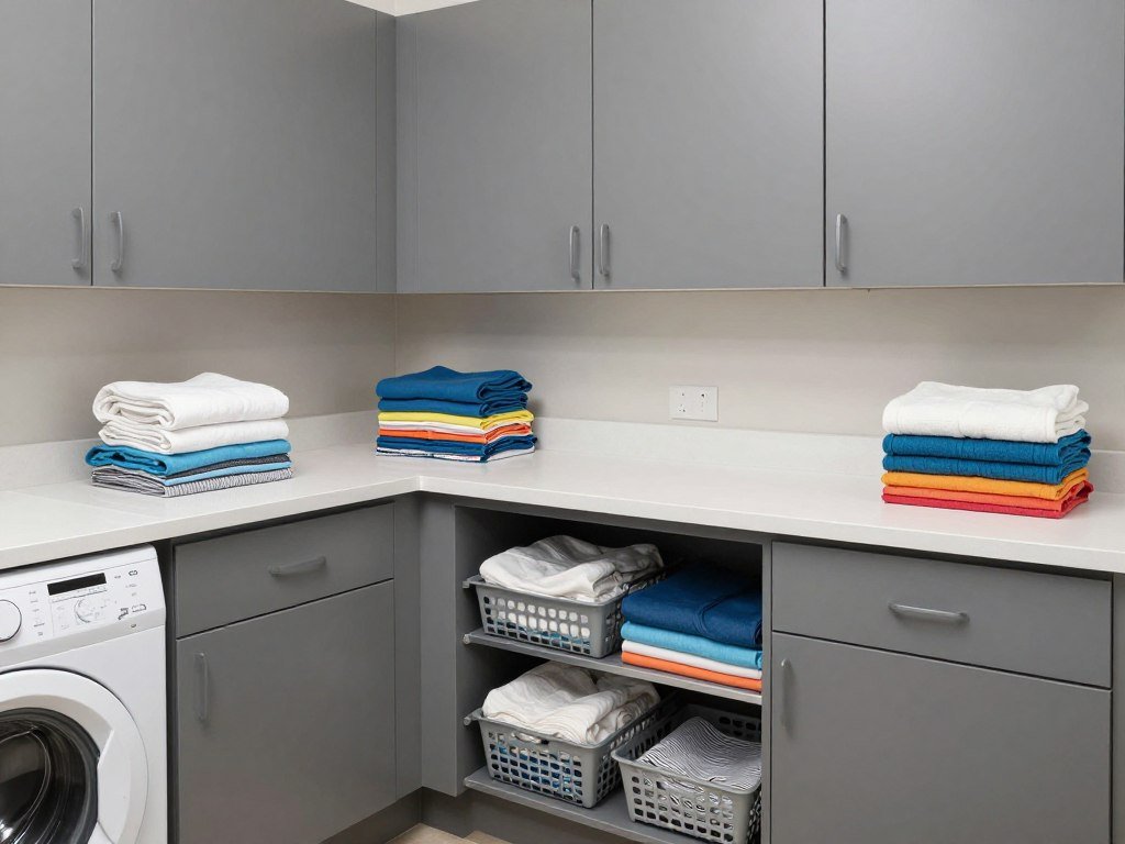 galley laundry room with folding counter