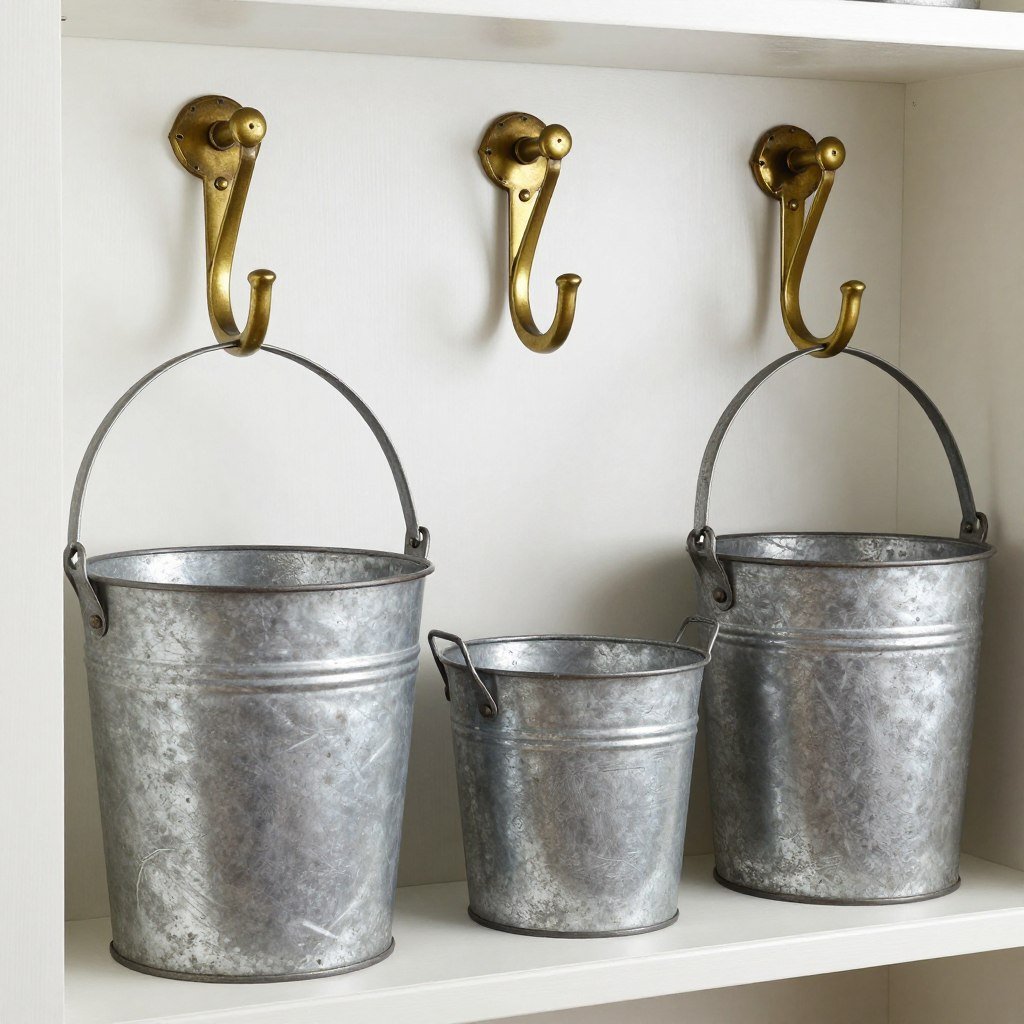 galvanized metal storage containers and vintage hardware