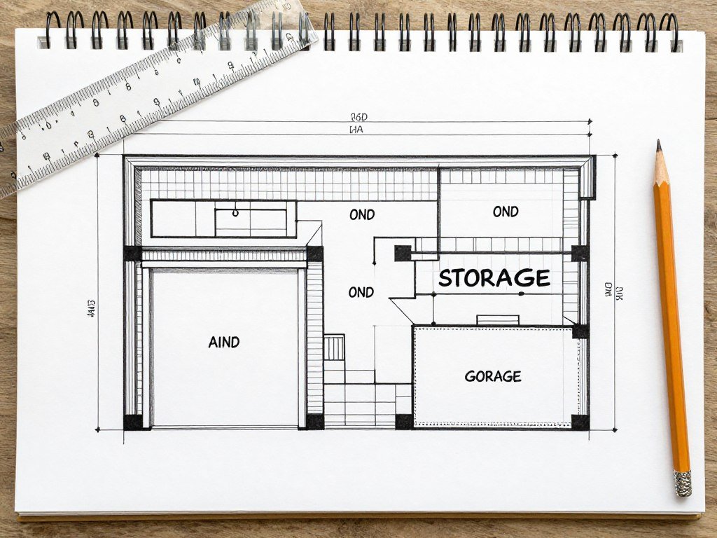garage organization planning sketch