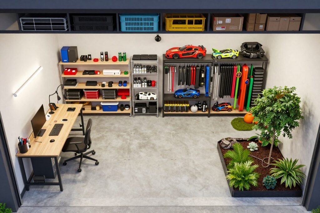 garage organized into zones