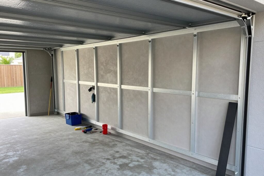 garage storage installation in progress