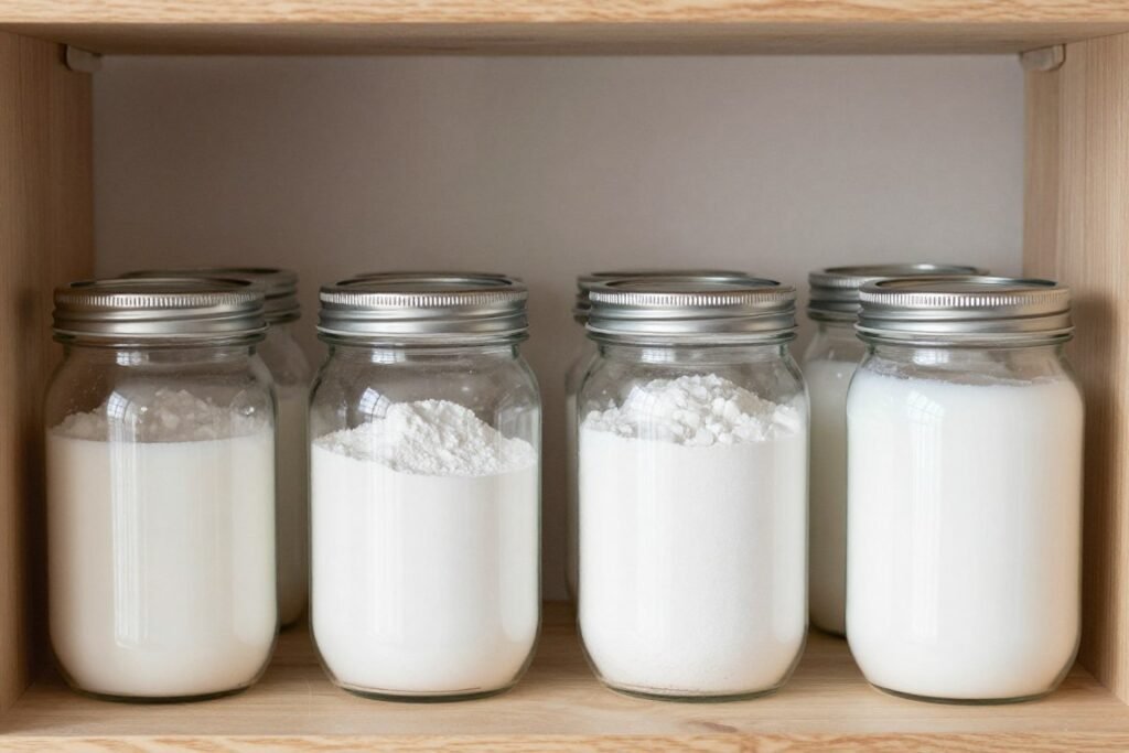 glass jars for zero-waste laundry products