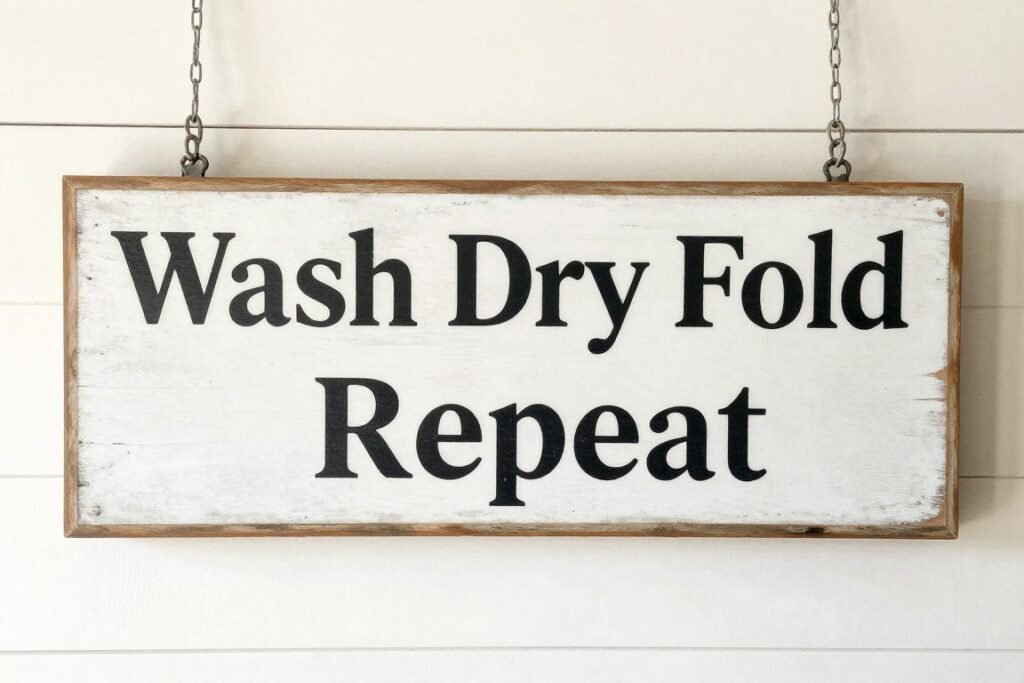 handmade vintage wooden sign for laundry room