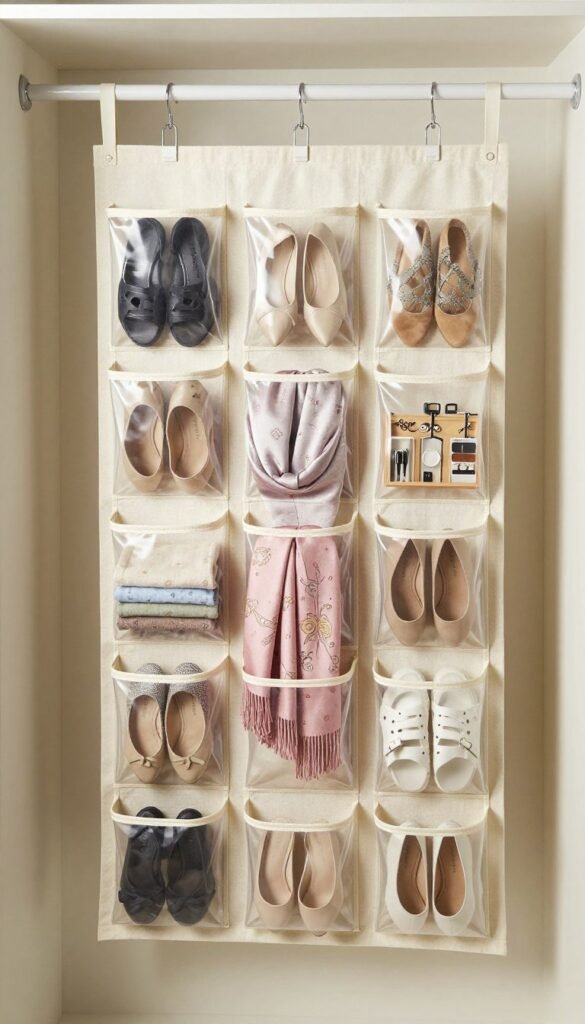 hanging closet organizer with multiple compartments for shoes and accessories hanging closet organizer with multiple compartments for shoes and accessories