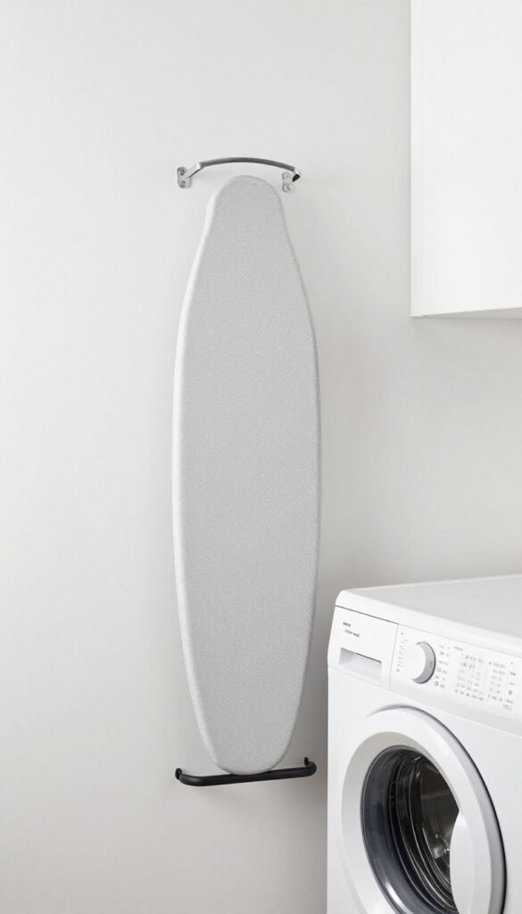 ironing board storage in small laundry room