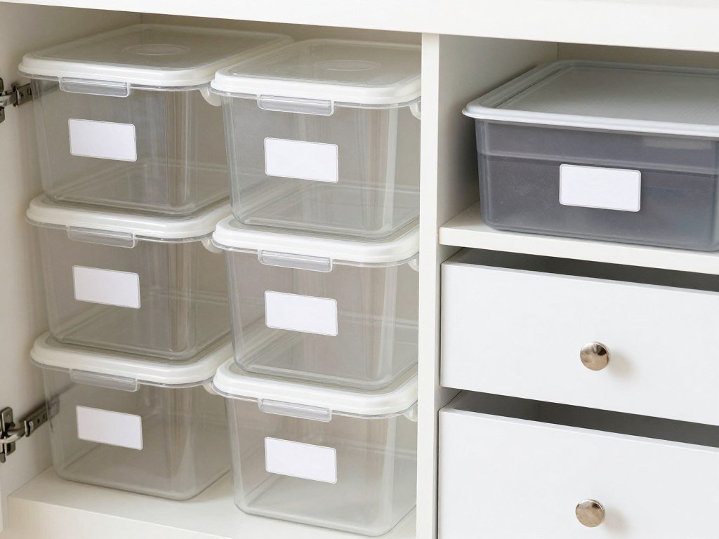 labeled storage containers organized in pantry and closet labeled storage containers organized in pantry and closet