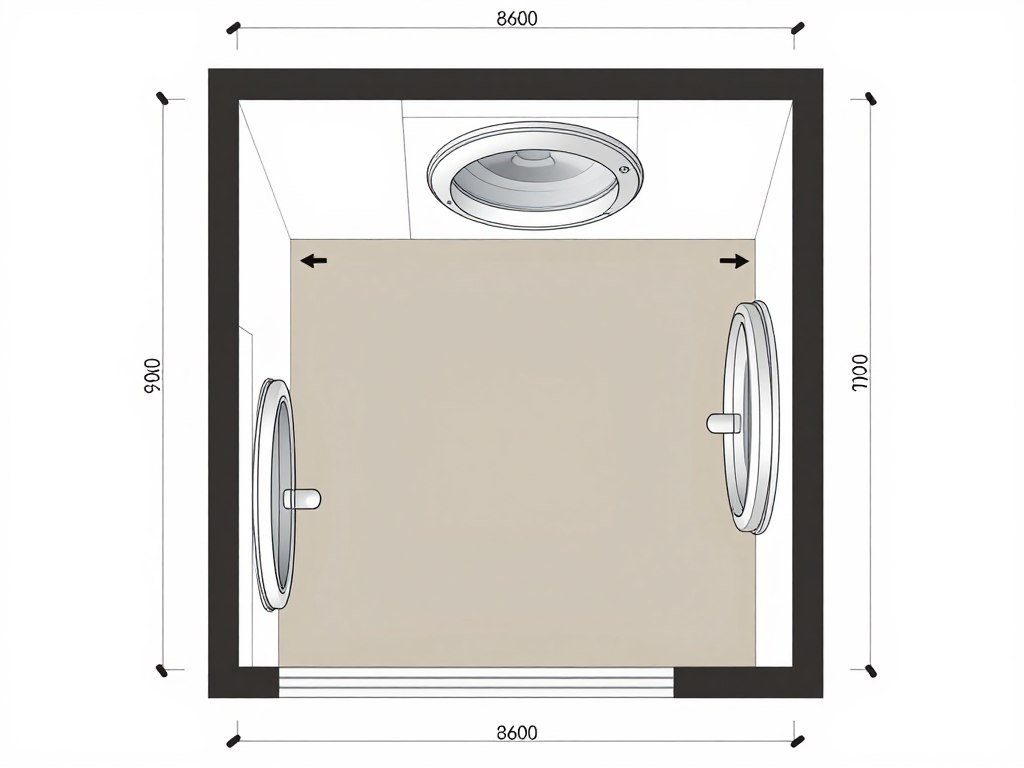 laundry room layout showing door swing clearances