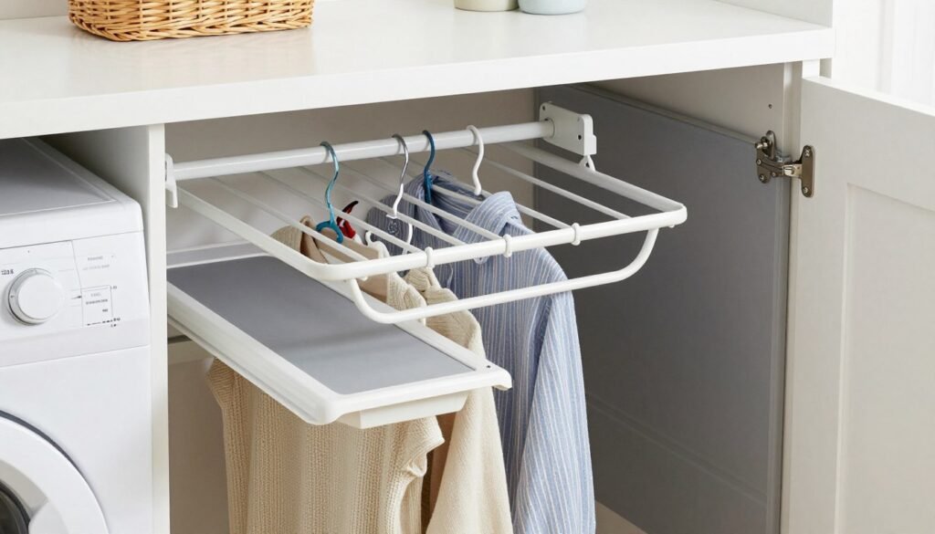 laundry room with built-in drying rack