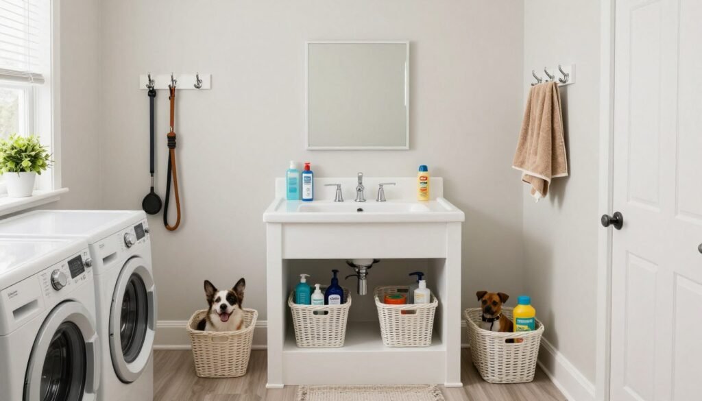 laundry room with pet washing station