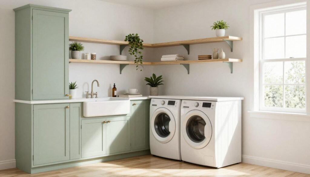 laundry room with sage green cabinets and white walls laundry room with sage green cabinets and white walls