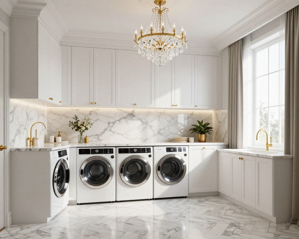 luxury laundry room with marble countertops and custom cabinetry luxury laundry room with marble countertops and custom cabinetry