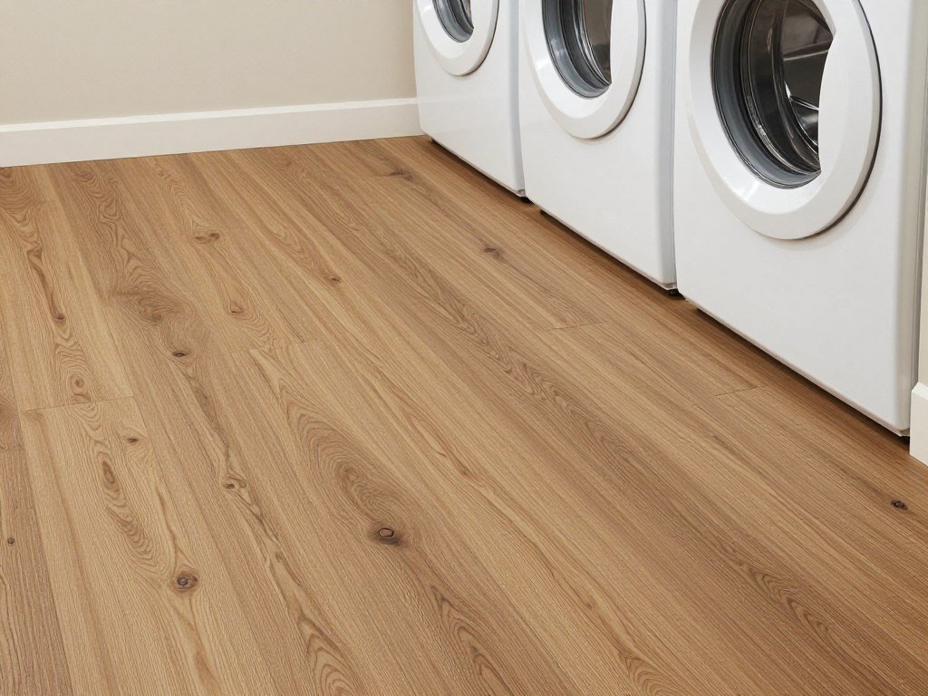 luxury vinyl plank flooring in laundry room space