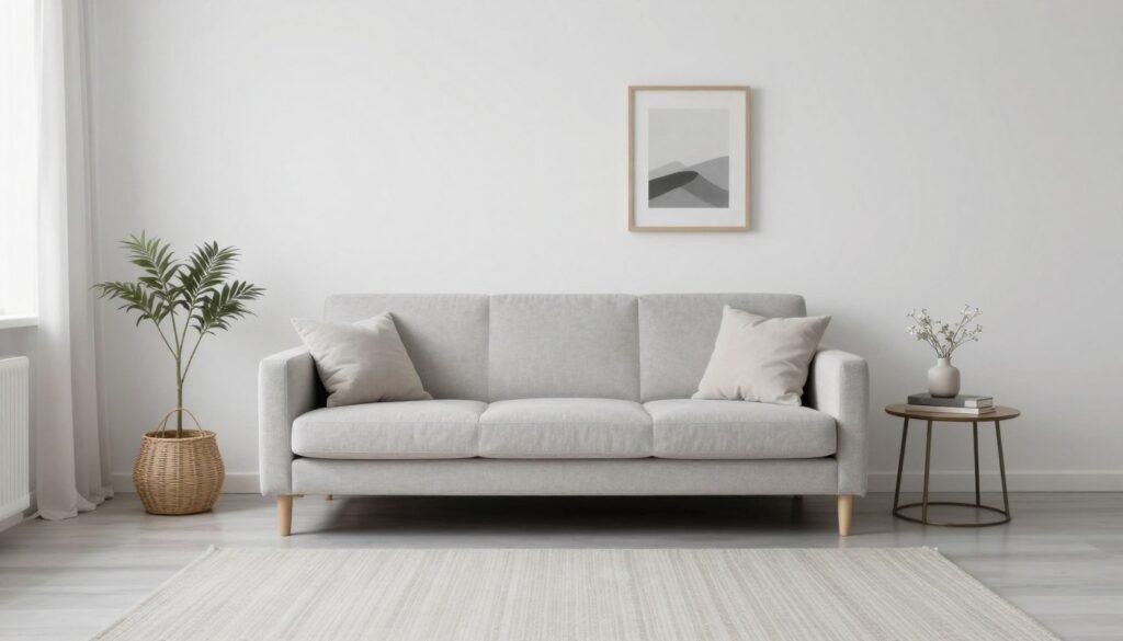 minimal clutter-free small living room with organized storage