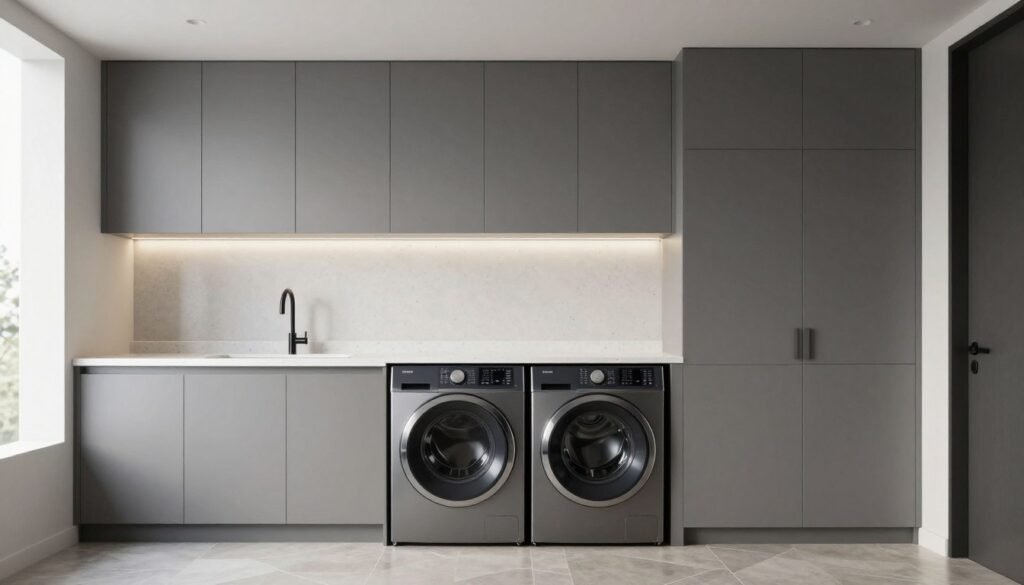 minimalist laundry room design with sleek cabinets minimalist laundry room design with sleek cabinets