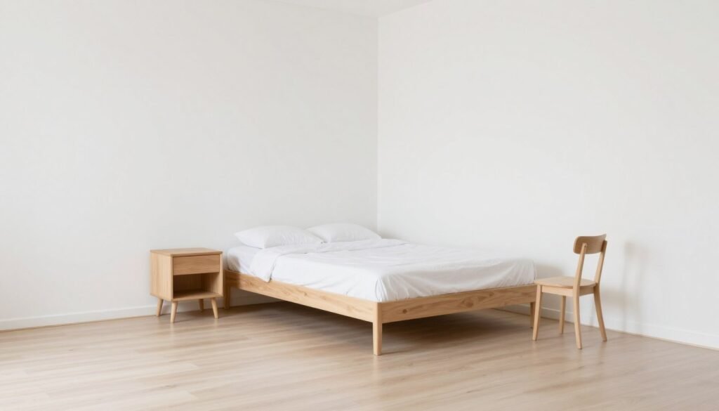 minimalist small bedroom with only essential furniture pieces