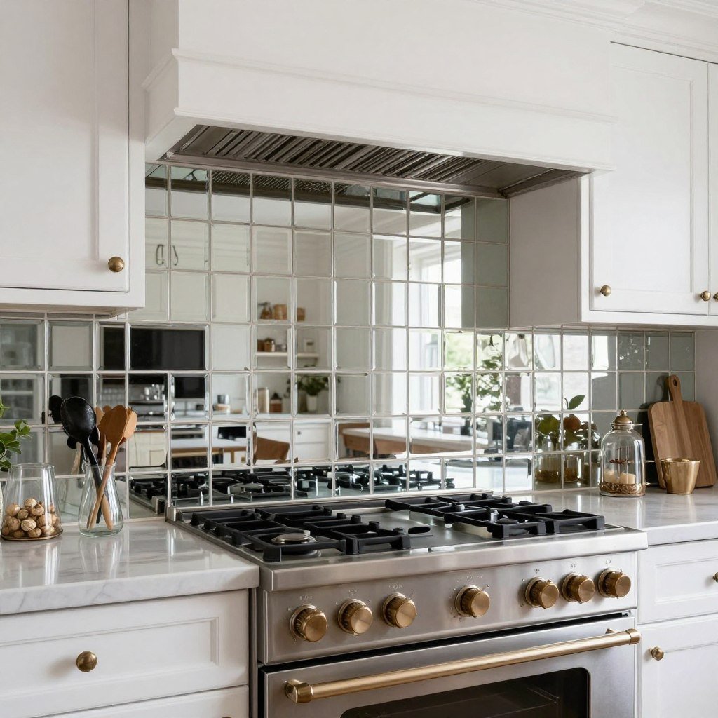 mirror tiles creating backsplash behind stove mirror tiles creating backsplash behind stove