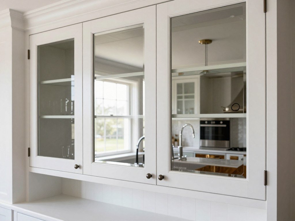 mirrored cabinet doors reflecting kitchen interior mirrored cabinet doors reflecting kitchen interior