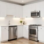 modern small kitchen with white cabinets and efficient layout showcasing kitchen ideas for small spaces