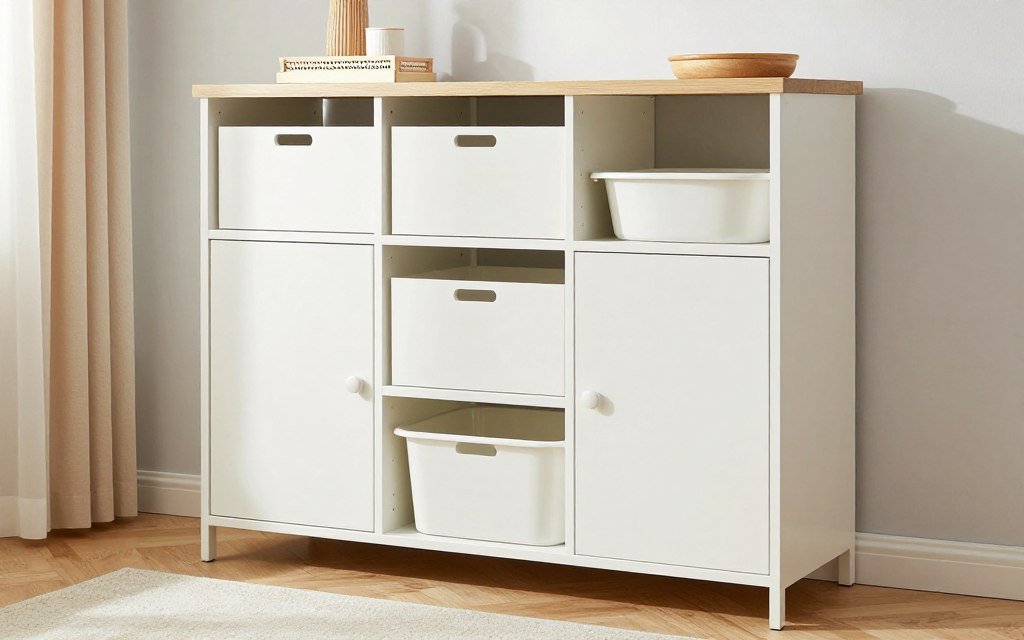 modular storage system in laundry room