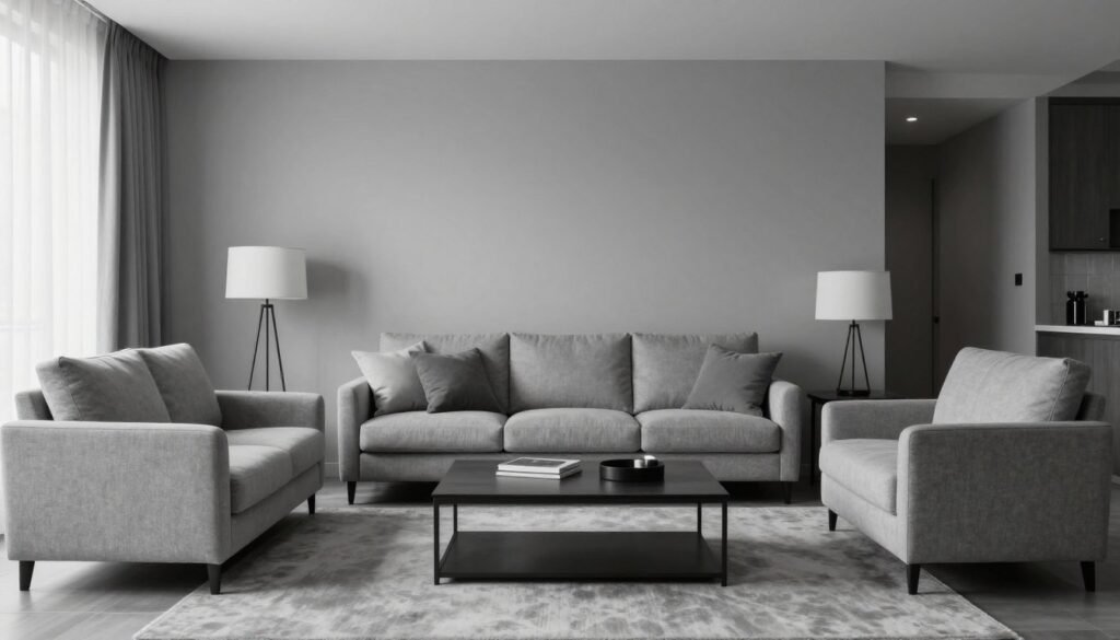 monochromatic living room in shades of gray