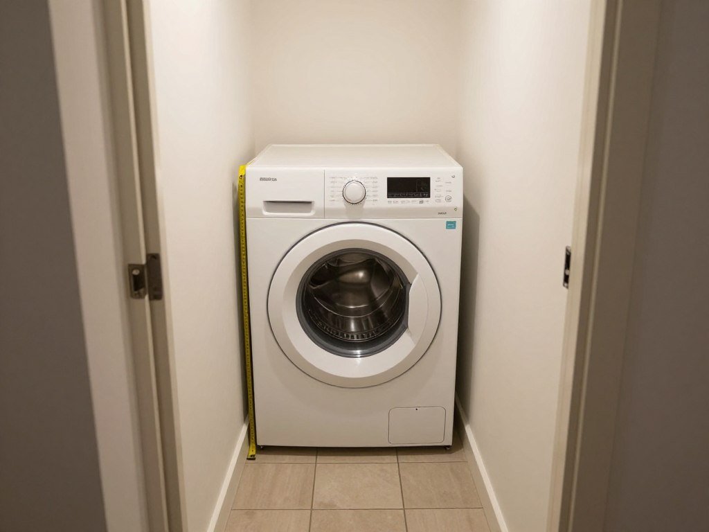 narrow laundry room showing space constraints