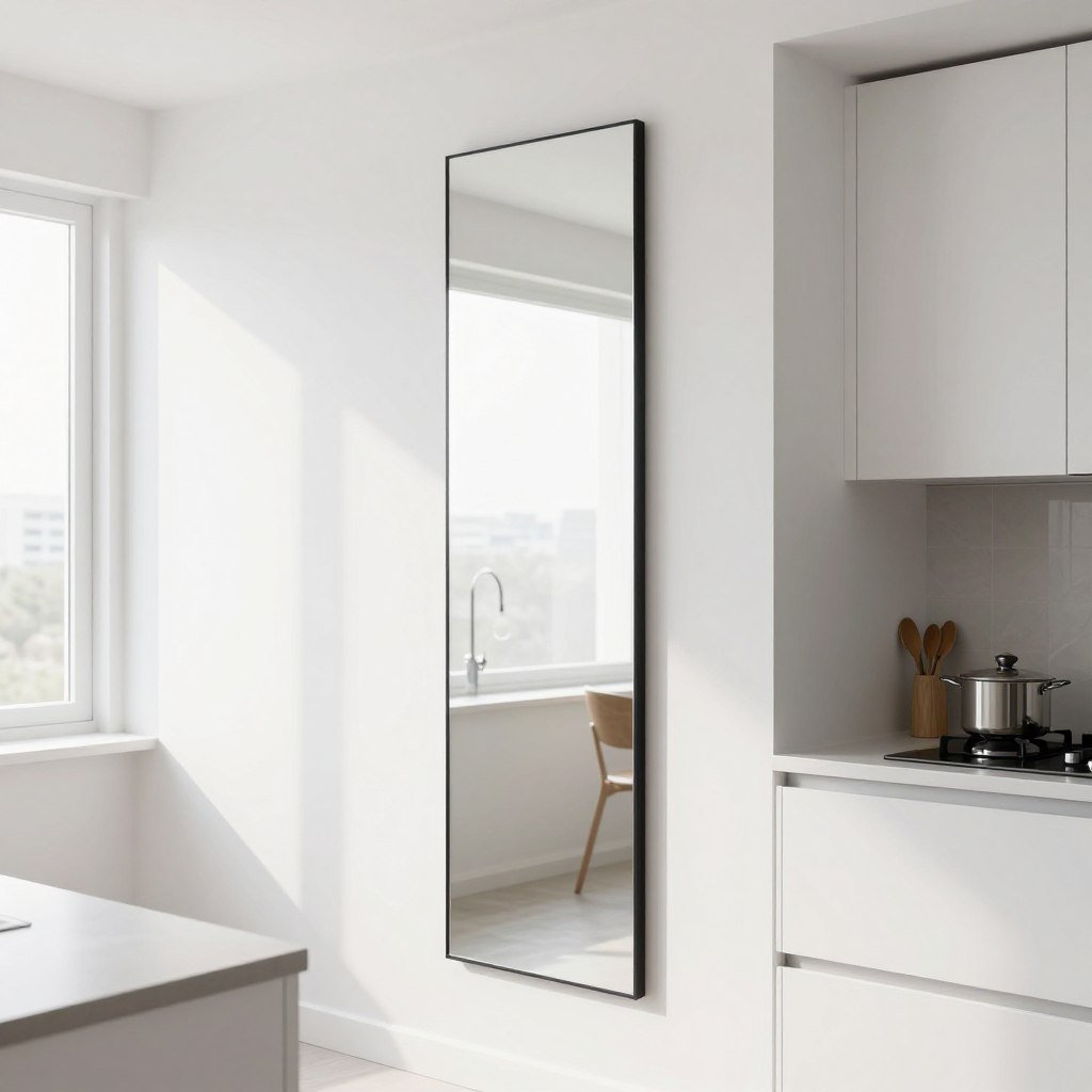 narrow mirror on side wall expanding narrow kitchen narrow mirror on side wall expanding narrow kitchen