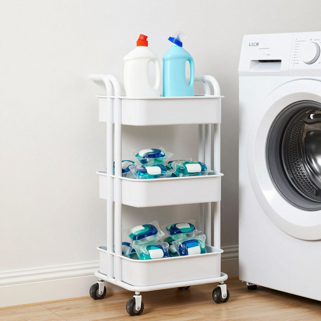 narrow rolling cart between washer and wall
