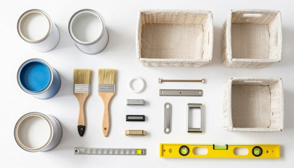organized collection of laundry room supplies and materials