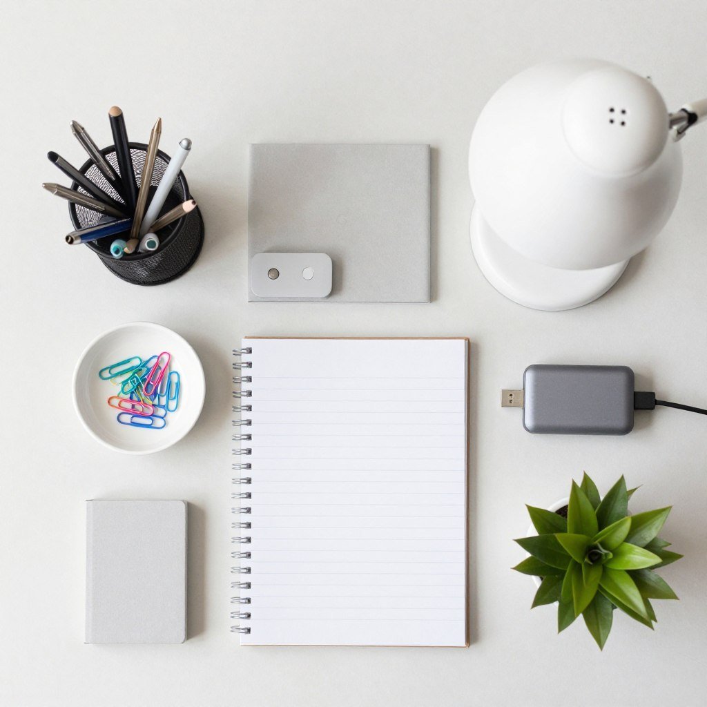 organized desk accessories and office supplies for guests