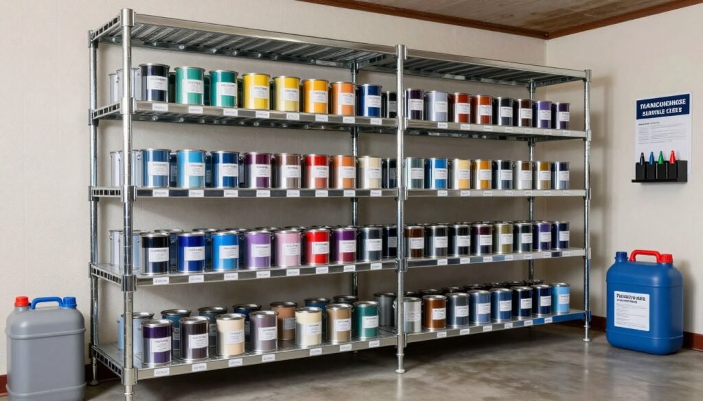 organized paint can storage system