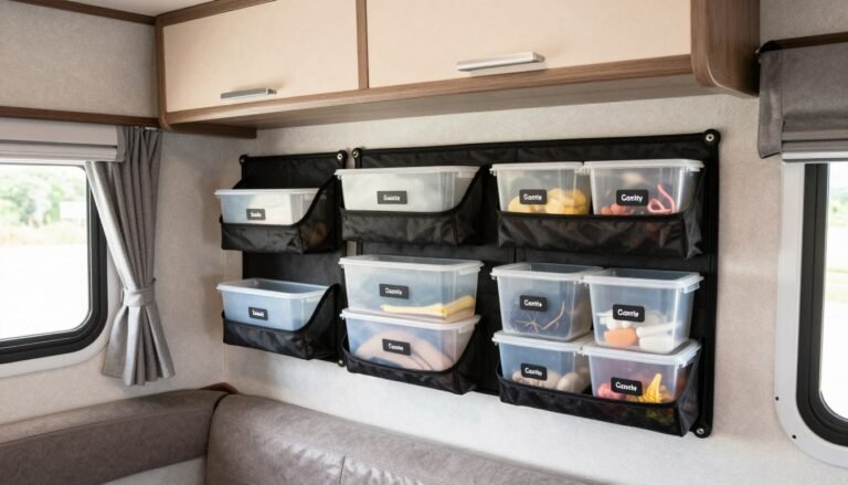 organized rv interior with creative storage solutions