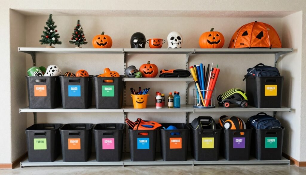 organized seasonal storage in garage