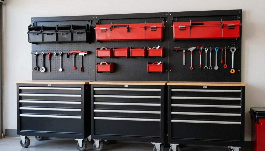 organized tool storage system in garage