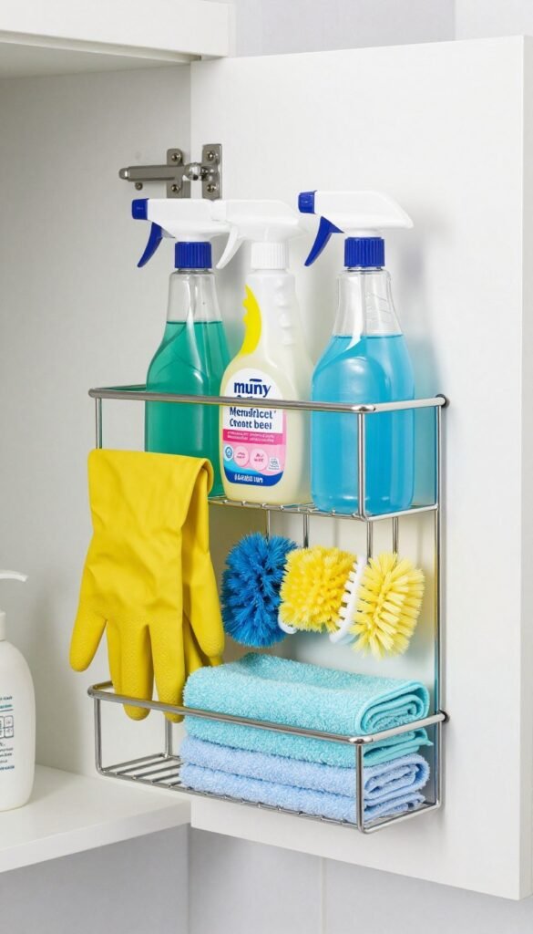 over door bathroom cleaning product organizer