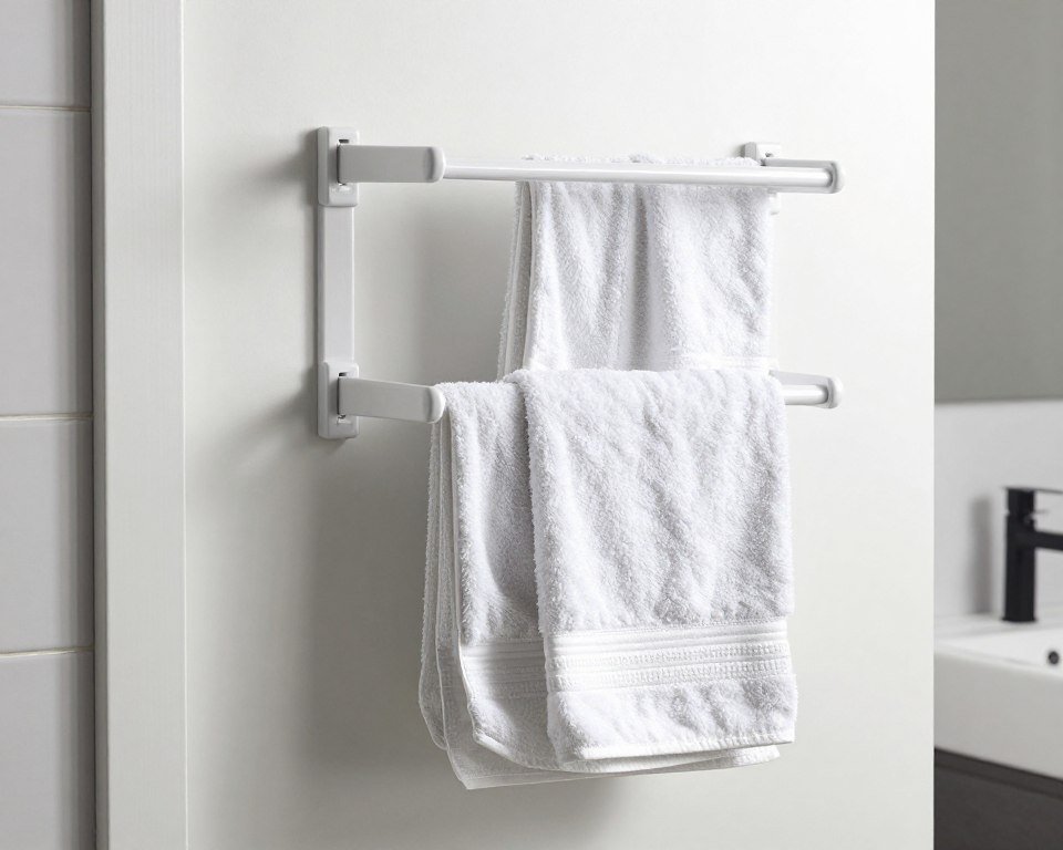 over door towel rack with bathroom towels
