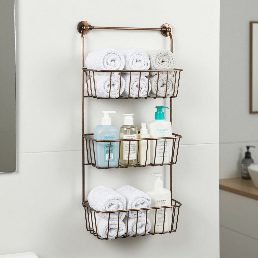 over the door basket organizer for bathroom storage
