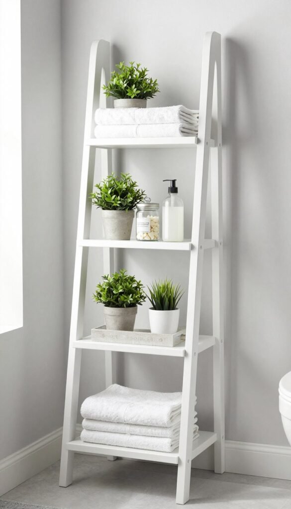 over the toilet storage unit with bathroom essentials