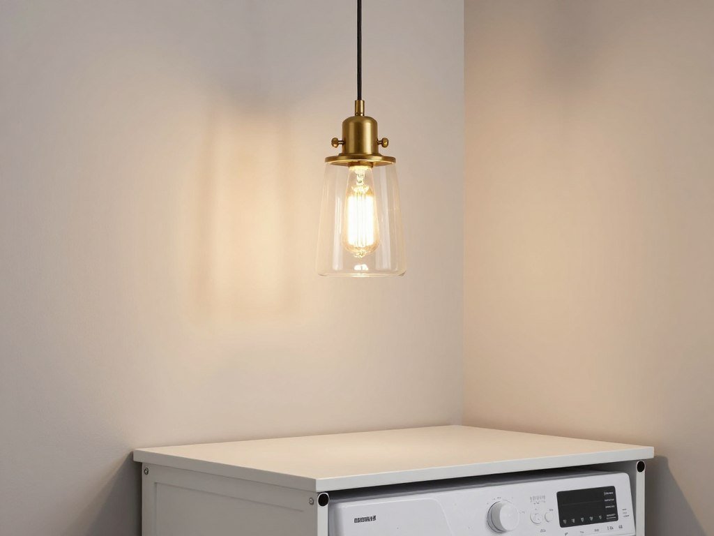 pendant light fixture above laundry room folding area