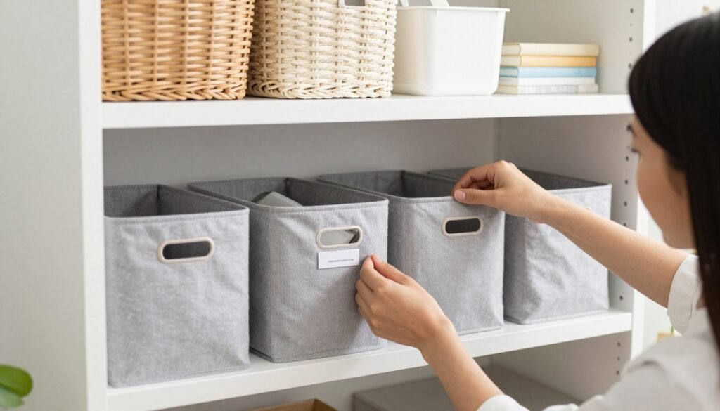 person organizing and maintaining tidy small space storage person organizing and maintaining tidy small space storage