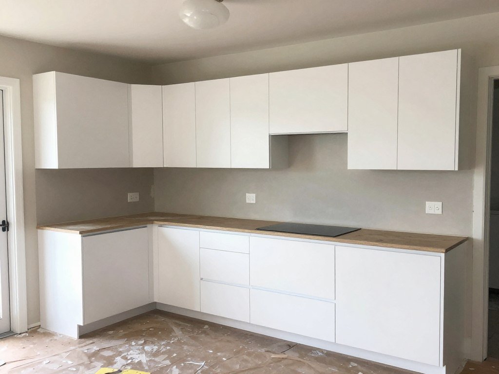 phased kitchen renovation showing completed sections phased kitchen renovation showing completed sections