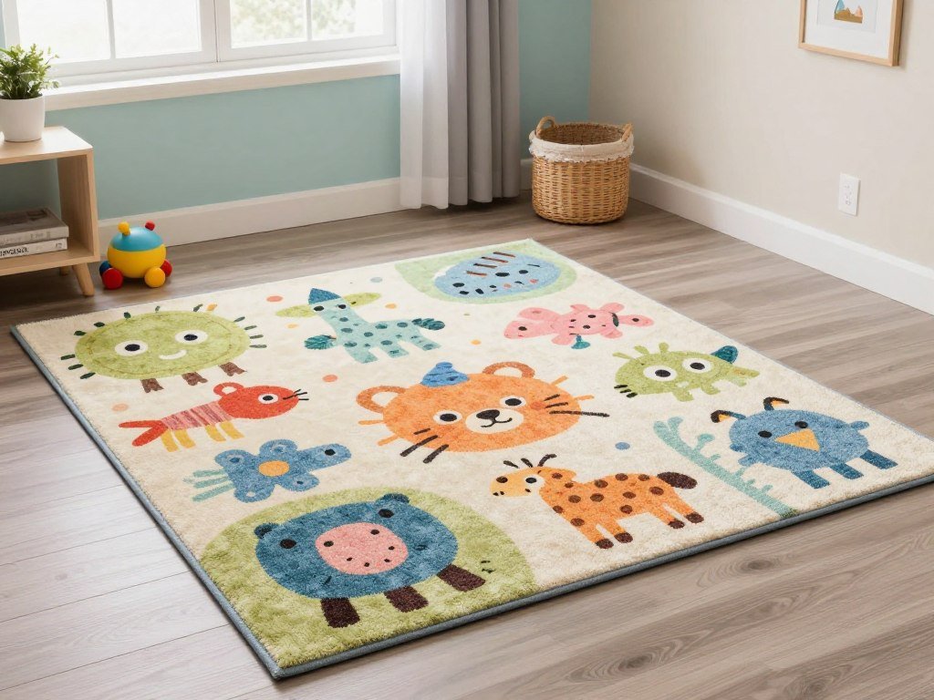 playful area rug in kids bedroom defining play space