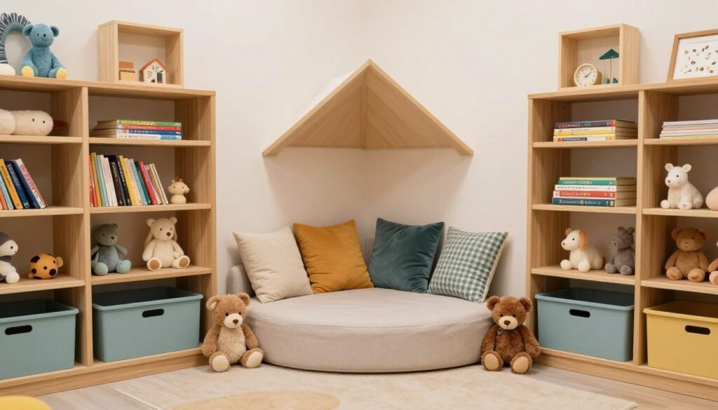 playroom zone dedicated to stuffed animal storage and play