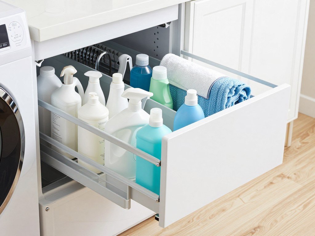 pull out drawer organizer under laundry room sink