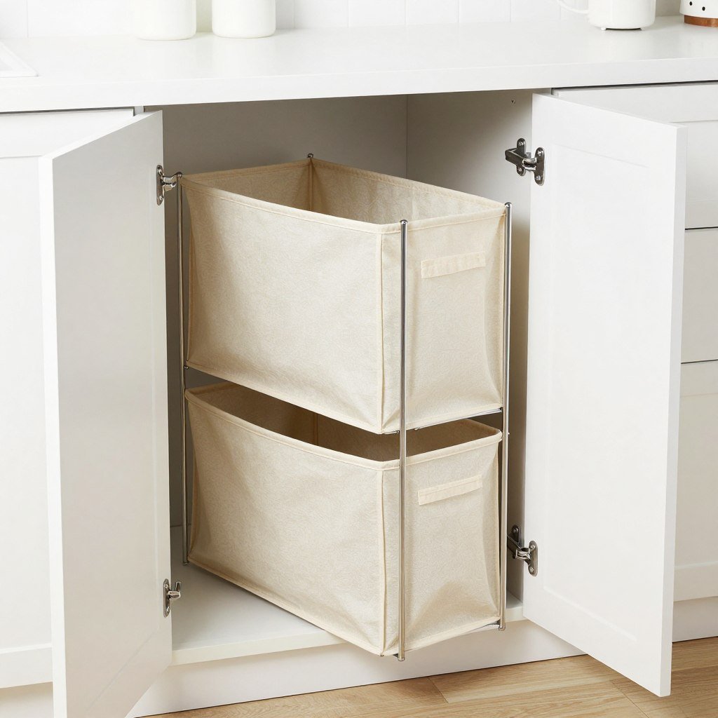 pull-out laundry hamper system in cabinet